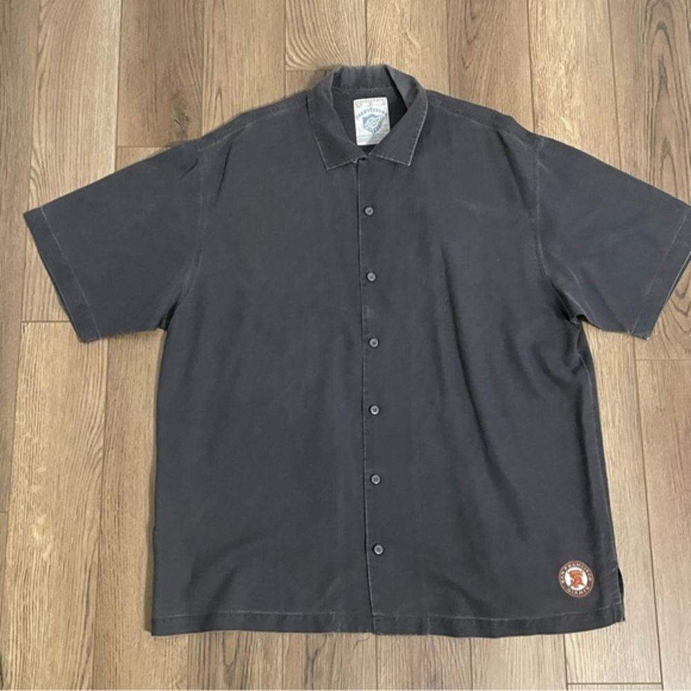 Tommy‎ Bahama Black 100% Silk A’s Baseball Shirt